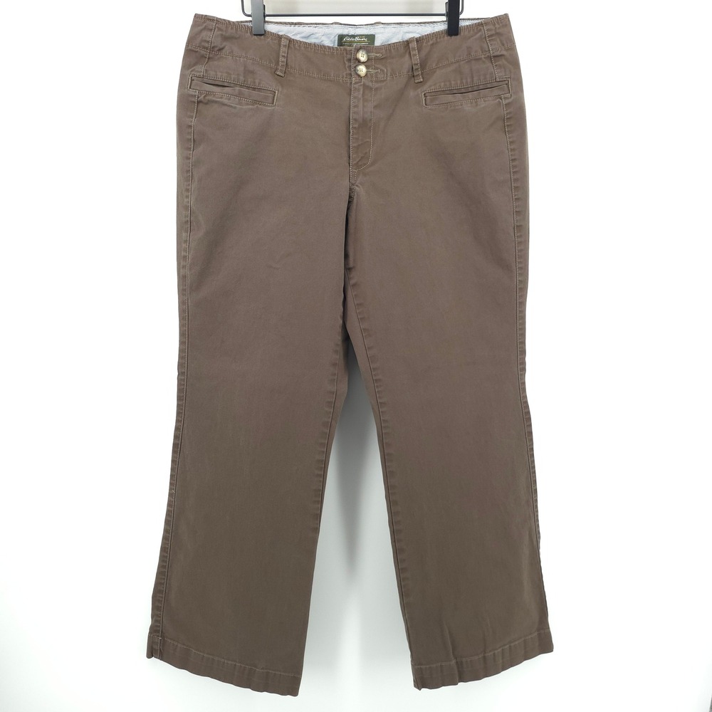 Eddie Bauer Womens Pants Blakely Fit 16 Brown‎ Chino Straight Leg Stretch Casual